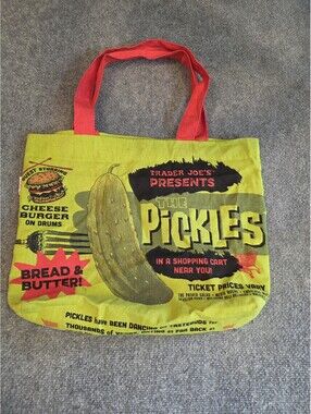 Trader Joe's "The Pickles" Reusable Canvas Tote Bag - Limited Edition Rare - EUC